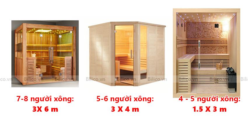 Kích thước khác nhau của phòng xông khô gỗ kết hợp kính