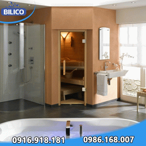 Phòng xông hơi khô gỗ kết hợp xây Xông hơi Bilico