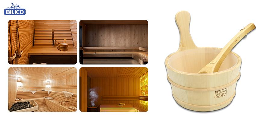 Ứng dụng xô gáo gỗ sauna