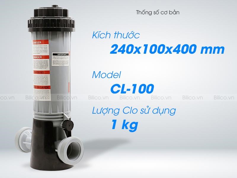 Thông số kỹ thuật của châm clo bán tự động CL-100