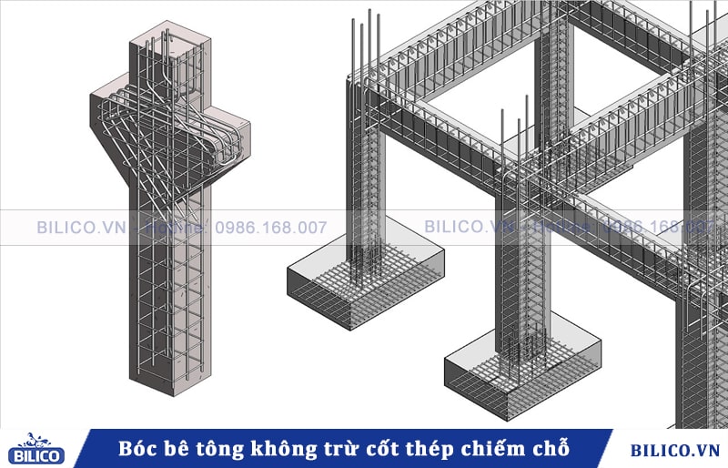 Bóc phần bê tông không trừ dây buộc hay thép chiếm chỗ