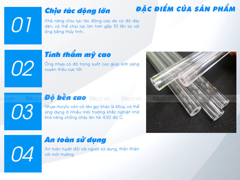 đặc điểm nổi bật của Ống nhựa Acrylic trong suốt AC2-15-2