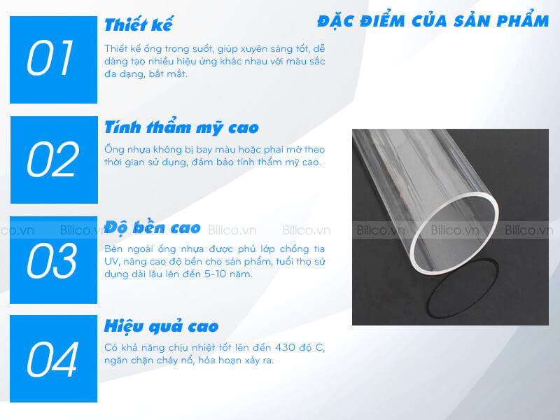 đặc điểm ống nhựa Acrylic trong suốt AC2-250-3