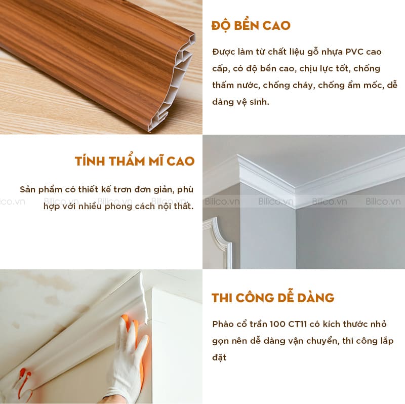 Đặc điểm chính của phào cổ trần 100 CT11