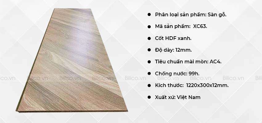 thông số Sàn gỗ Wilplus Fish Bone 3D XC63