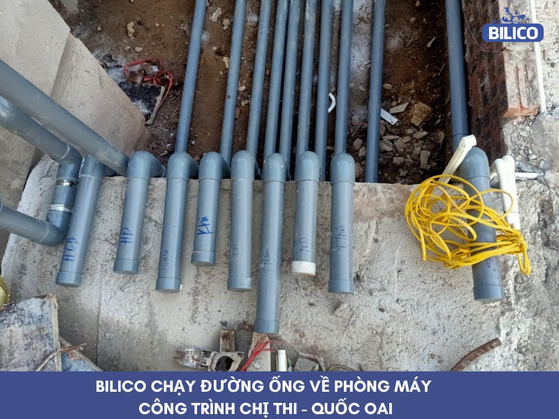 chạy đường ống về phòng máy