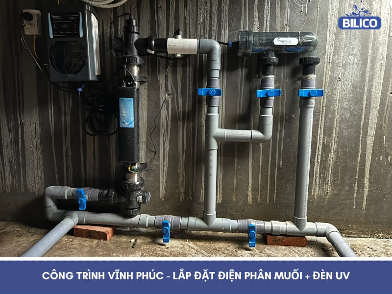 Công trình Vĩnh Phúc – Lắp đặt điện phân muối + Đèn UV