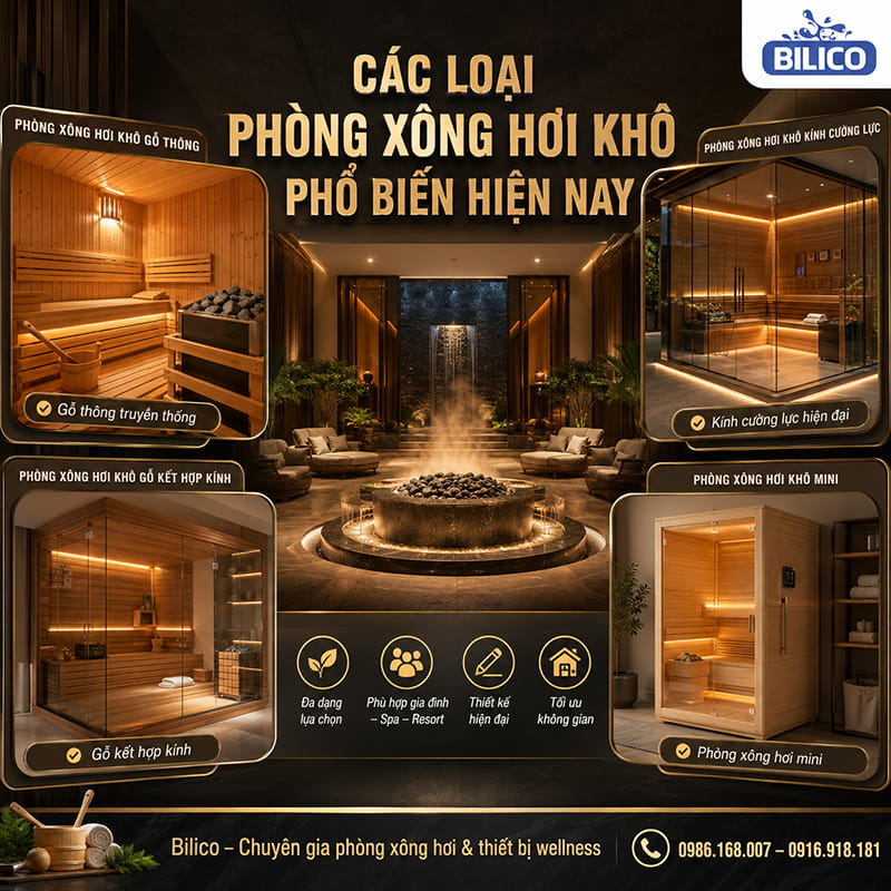 Các loại phòng xông hơi khô phổ biến hiện nay