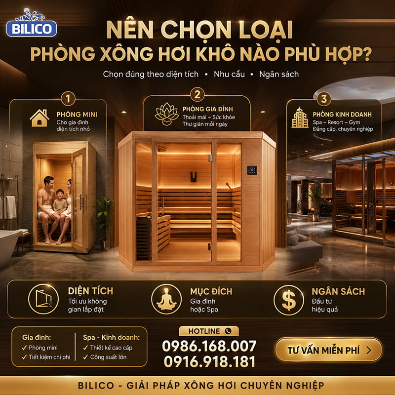 Nên chọn loại phòng xông hơi khô nào phù hợp?