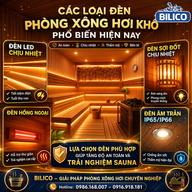 Các loại đèn phòng xông hơi khô phổ biến hiện nay