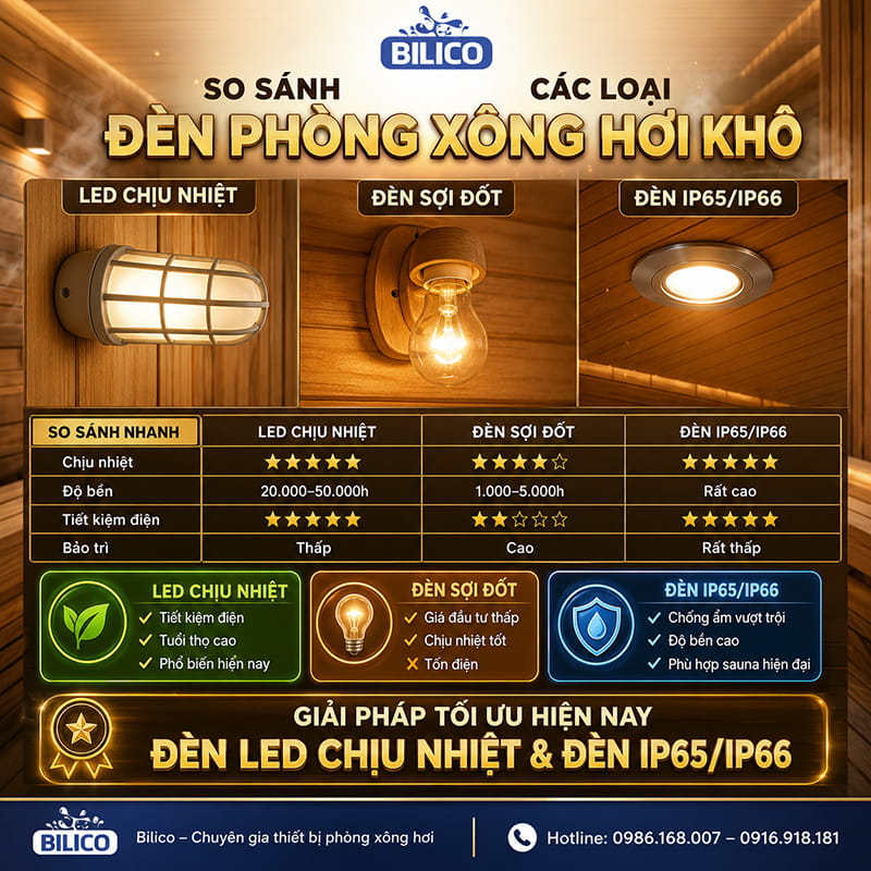 So sánh các loại đèn phòng xông hơi khô