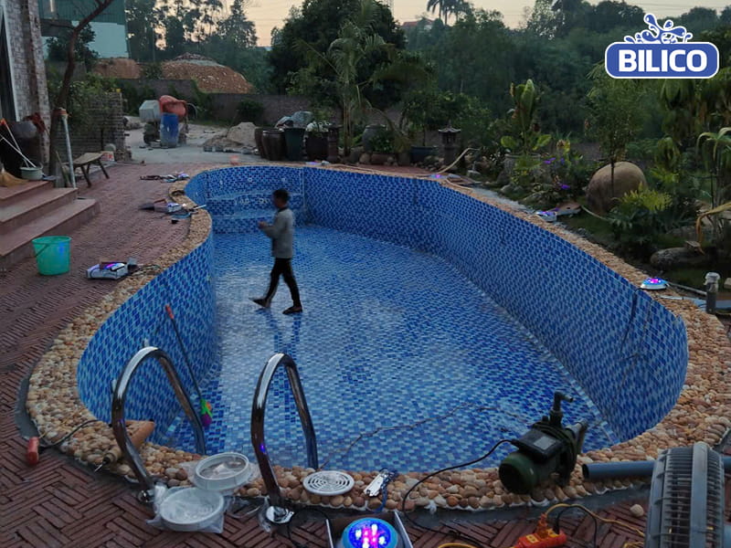 Đặc điểm công trình bể bơi gia đình anh Hải tại Tuyên Quang