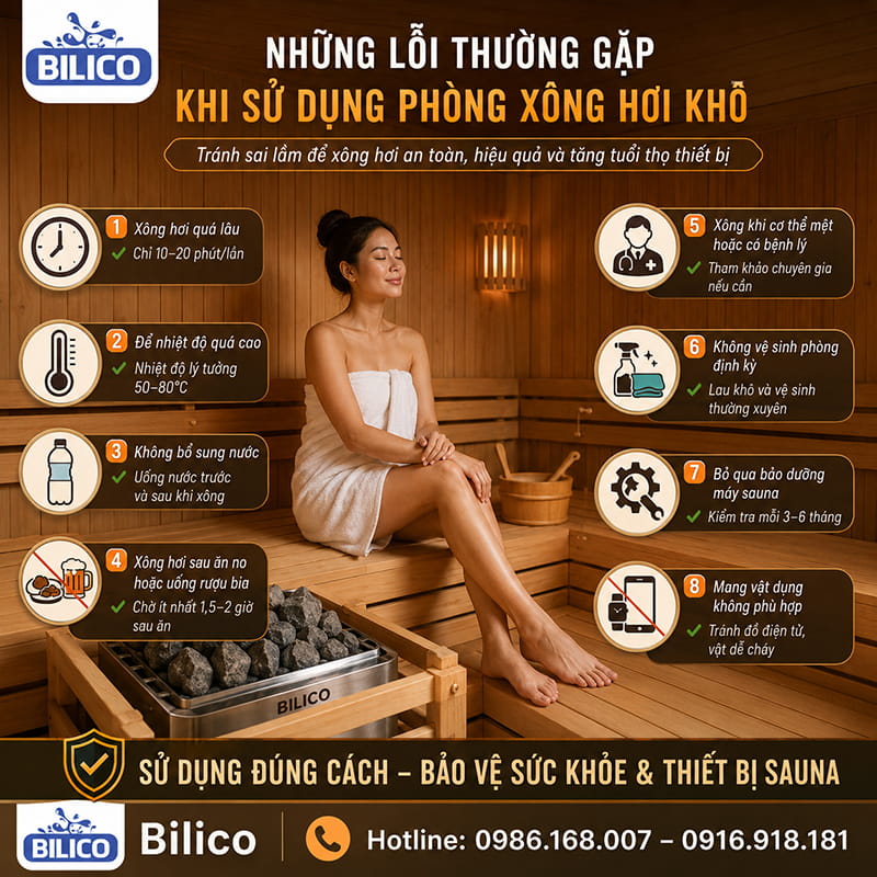 Những lỗi thường gặp khi sử dụng phòng xông hơi khô