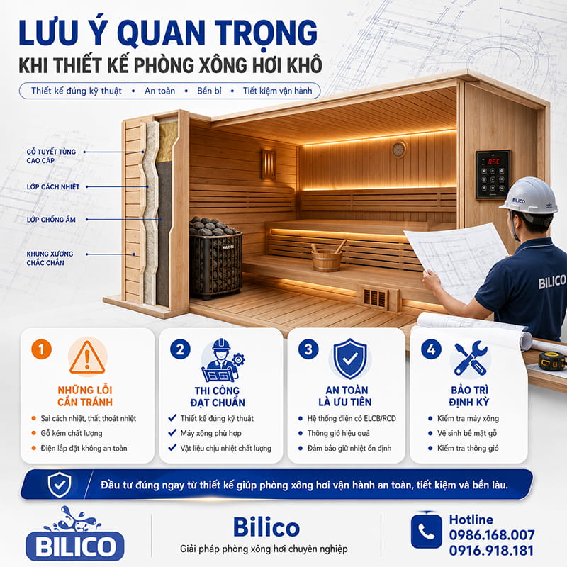 Lưu ý quan trọng khi thiết kế phòng xông hơi khô