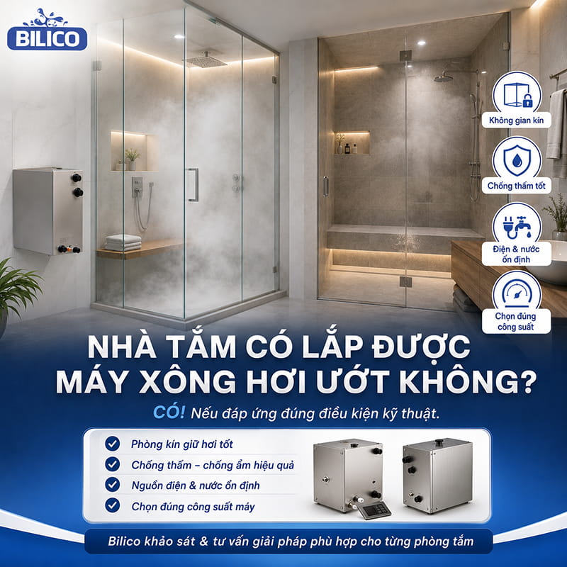 Nhà tắm có lắp được máy xông hơi ướt không?