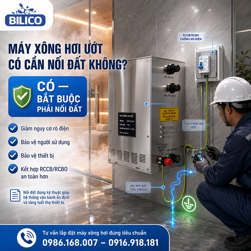 Máy xông hơi ướt có cần nối đất không?
