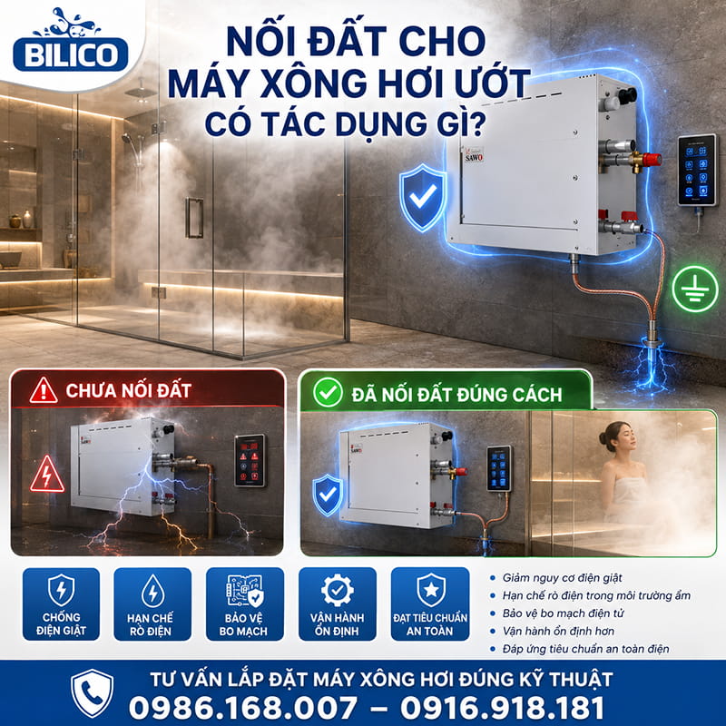 Nối đất cho máy xông hơi ướt có tác dụng gì?