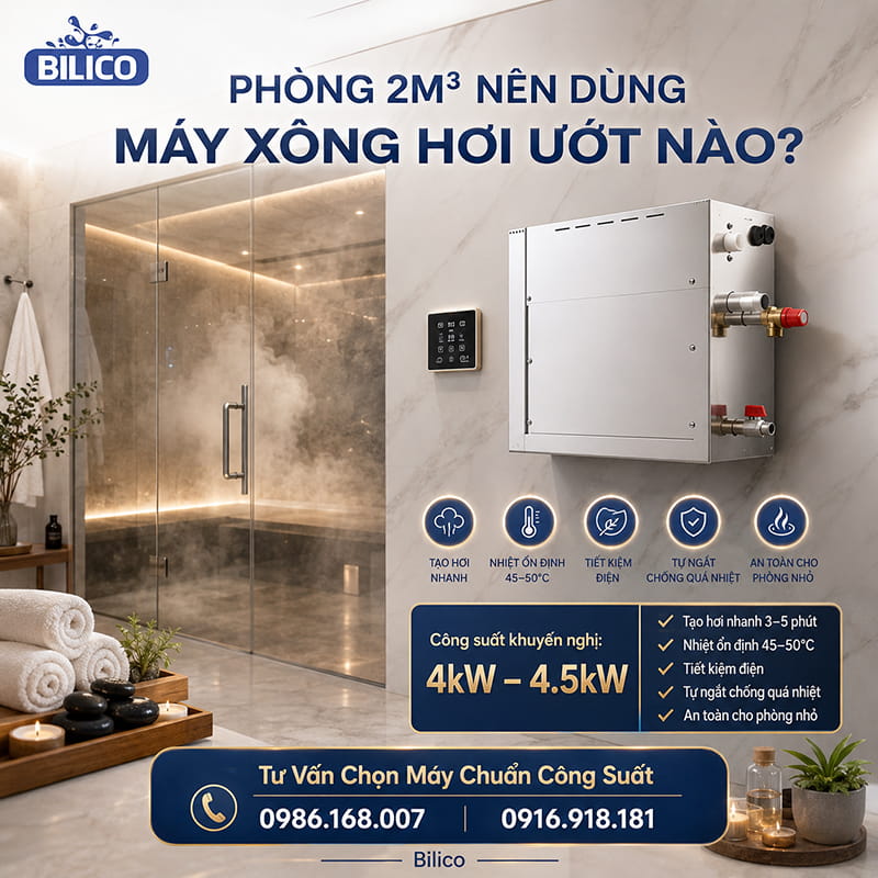 Phòng 2m3 nên dùng máy xông hơi ướt nào?