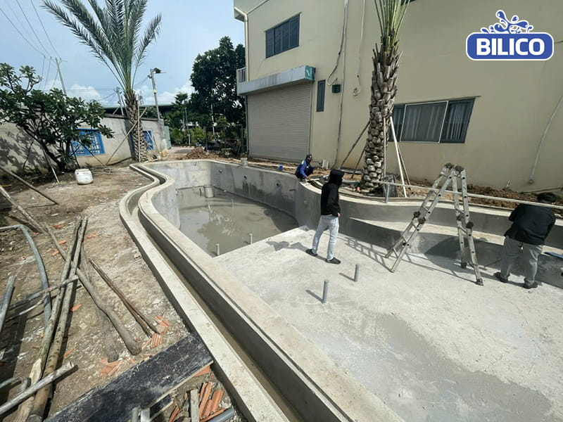 Bilico - Thi công bể bơi gia đình chị Huyền tại Ninh Bình