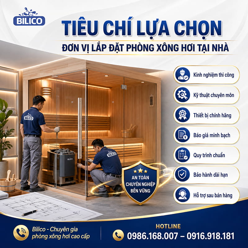 Tiêu chí lựa chọn đơn vị lắp đặt phòng xông hơi tại nhà