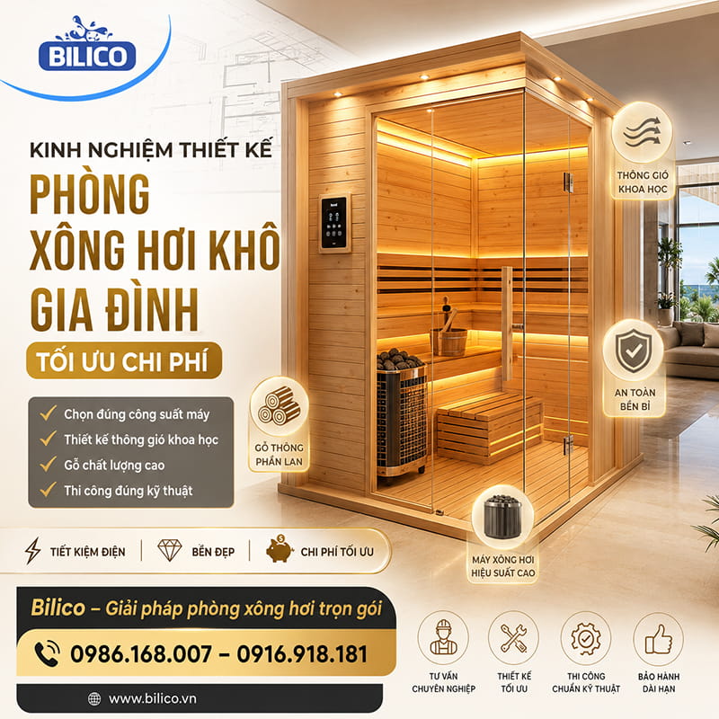 Kinh nghiệm thiết kế phòng xông hơi khô gia đình tối ưu chi phí