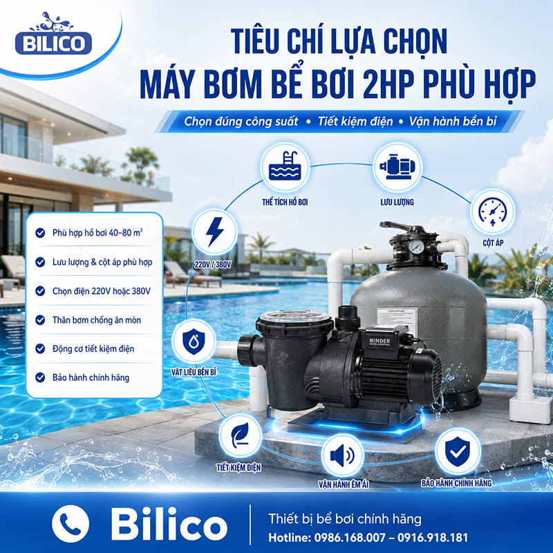 Tiêu chí lựa chọn máy bơm bể bơi 2HP phù hợp