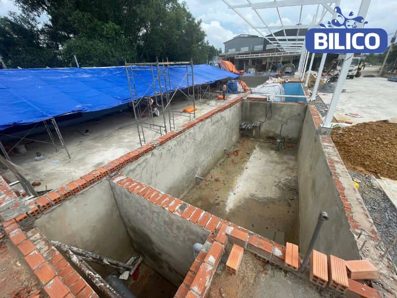 Dự án thi công và lắp đặt thiết bị bể bơi cho chị Hiền tại xã Hồ Vương