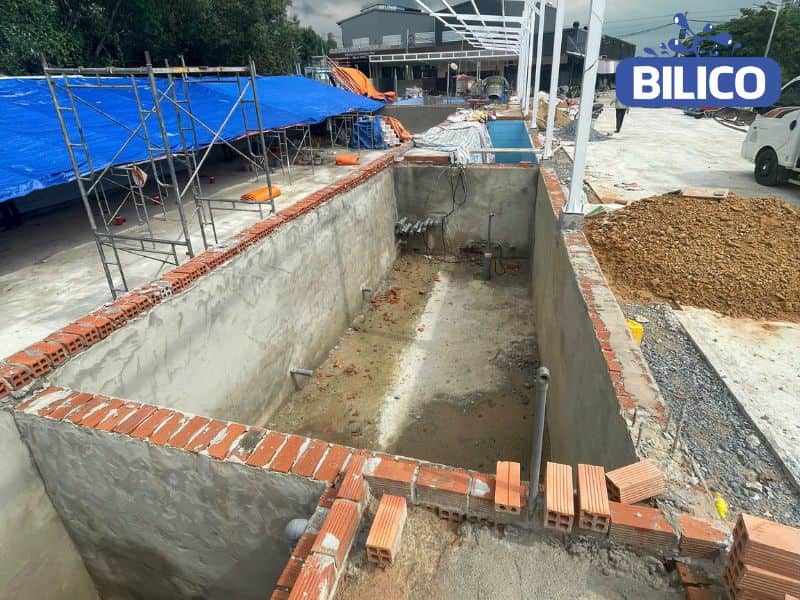 Dự án thi công và lắp đặt thiết bị bể bơi cho chị Hiền tại xã Hồ Vương